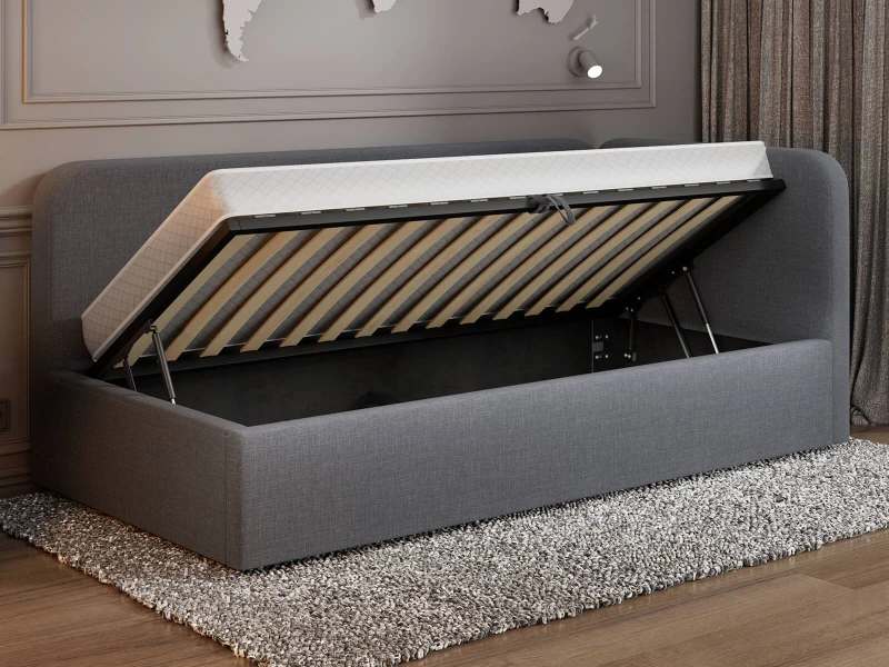 Jednolôžková čalúnená pohovka 90x200 s kontajnerom a rámom Colet 17 Šedá Leo