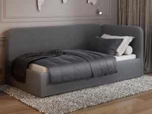 Jednolôžková čalúnená pohovka 90x200 s kontajnerom a rámom Colet 17 Šedá Leo