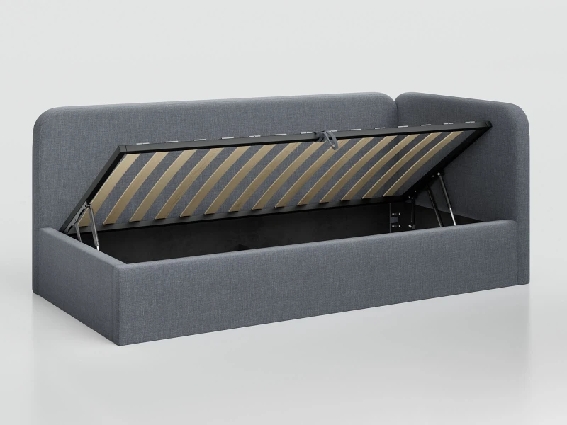 Jednolôžková čalúnená pohovka 90x200 s kontajnerom a rámom Colet 17 Šedá Leo