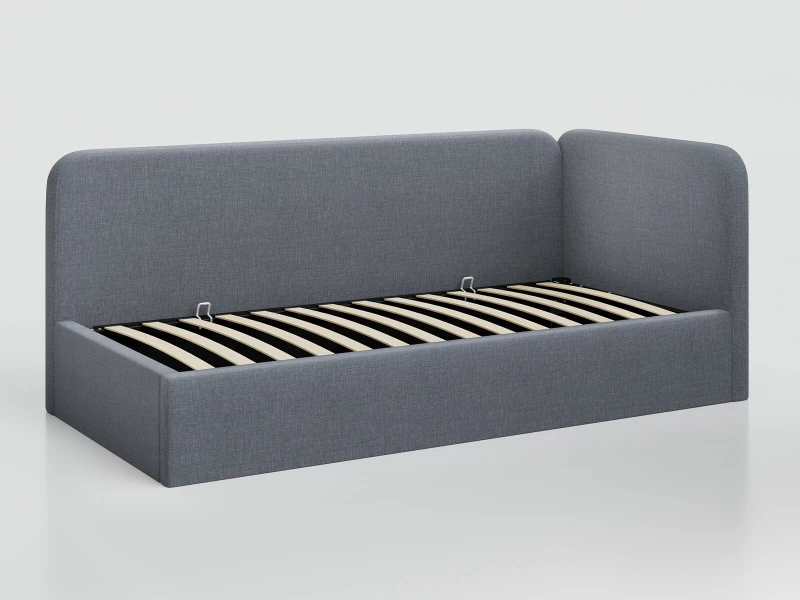 Jednolôžková čalúnená pohovka 90x200 s kontajnerom a rámom Colet 17 Šedá Leo