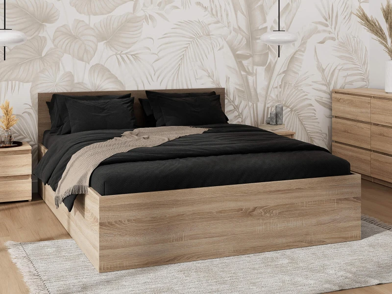 Posteľ DM1 160x200 Sonoma s roštom a úložným priestorom