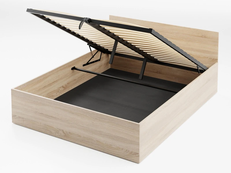 Posteľ DM1 160x200 Sonoma s roštom a úložným priestorom