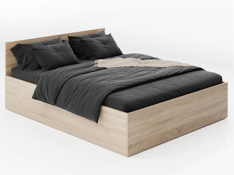 Posteľ DM1 140x200 Sonoma s roštom a úložným priestorom