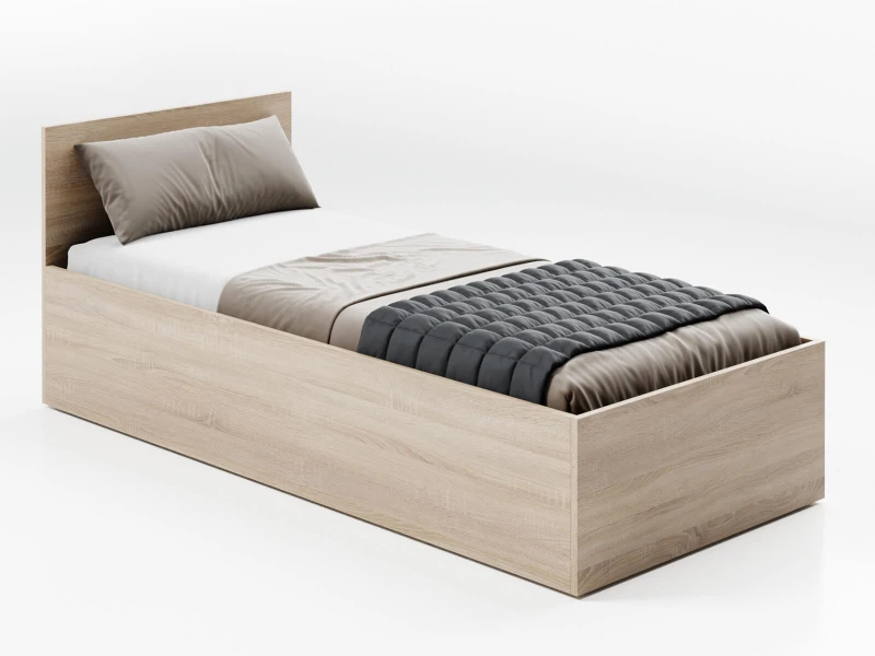 Posteľ DM1 90x200 Sonoma s roštom a úložným priestorom