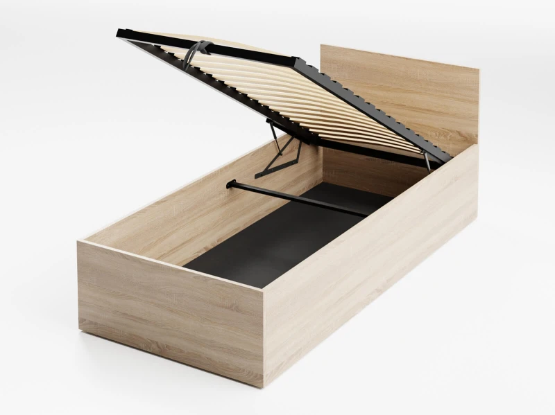 Posteľ DM1 90x200 Sonoma s roštom a úložným priestorom