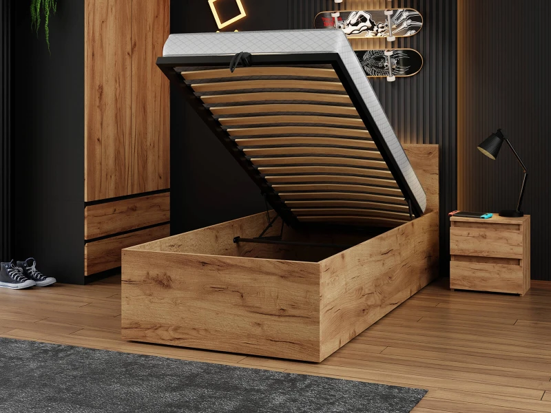 Posteľ DM1 90x200 Craft s roštom a úložným priestorom 