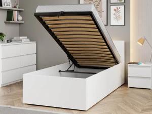Posteľ DM1 90x200 Bílá s roštom a úložným priestorom 