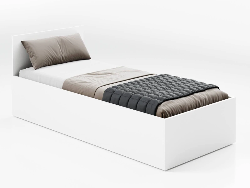 Posteľ DM1 90x200 Bílá s roštom a úložným priestorom 