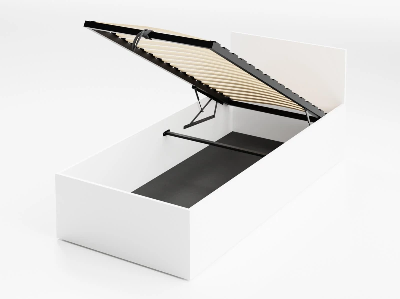 Posteľ DM1 90x200 Bílá s roštom a úložným priestorom 