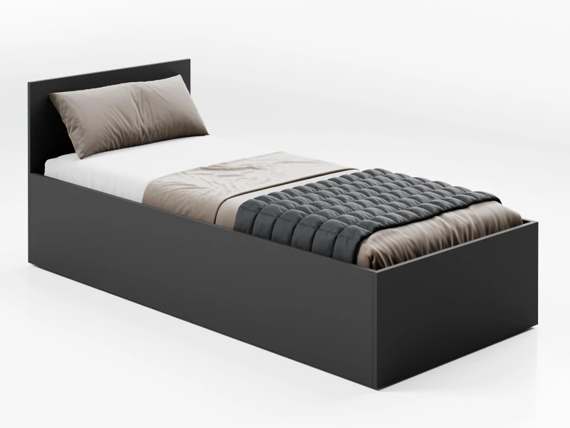 Posteľ DM1 90x200 Čierna s roštom a úložným priestorom
