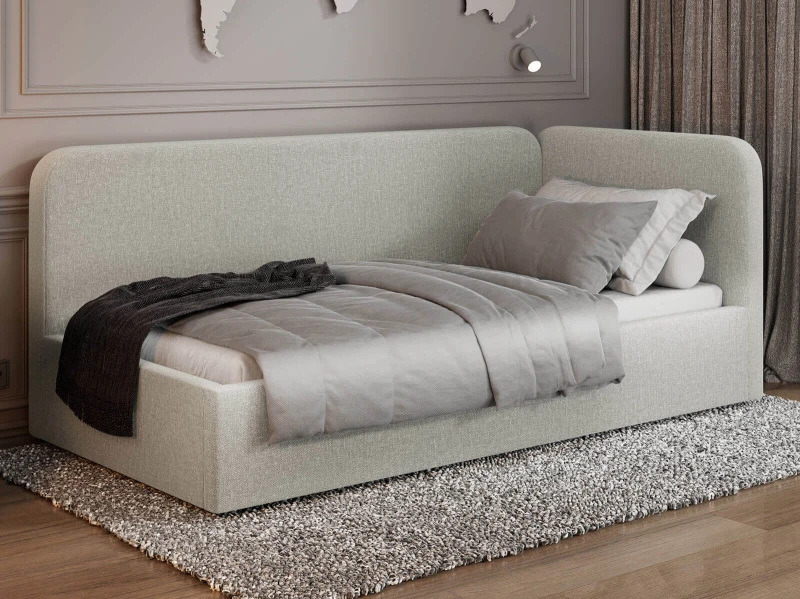 Jednolôžková čalúnená pohovka 90x200 s kontajnerom a rámom Colet 24 Béžová Leo