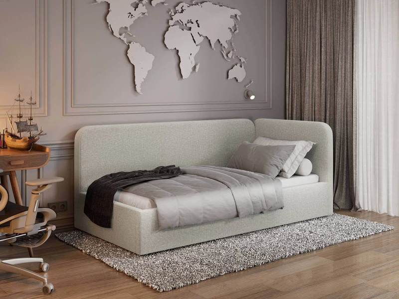 Jednolôžková čalúnená pohovka 90x200 s kontajnerom a rámom Colet 24 Béžová Leo