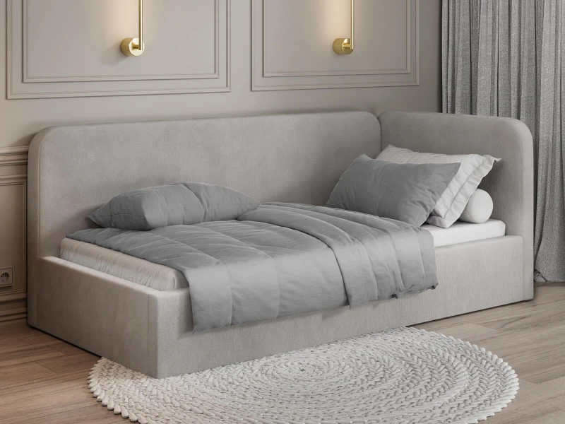 Jednolôžková čalúnená pohovka 90x200 s kontajnerom a rámom Bluvel 03 Šedá Leo