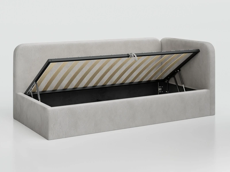 Jednolôžková čalúnená pohovka 90x200 s kontajnerom a rámom Bluvel 03 Šedá Leo