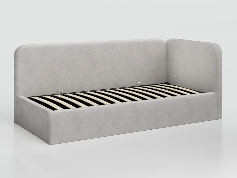 Jednolôžková čalúnená pohovka 90x200 s kontajnerom a rámom Bluvel 03 Šedá Leo