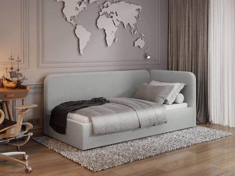 Jednolôžková čalúnená pohovka 90x200 s kontajnerom a rámom Colet 04 Svetlo Šedá Leo