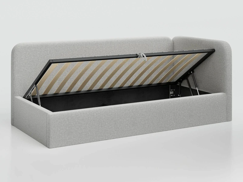 Jednolôžková čalúnená pohovka 90x200 s kontajnerom a rámom Colet 04 Svetlo Šedá Leo