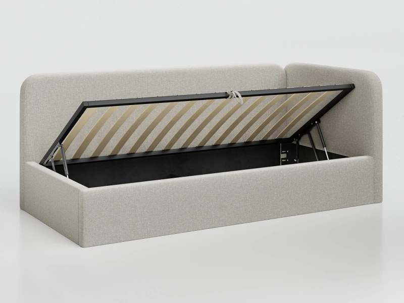 Jednolôžková čalúnená pohovka 90x200 s kontajnerom a rámom Colet 24 Béžová Leo