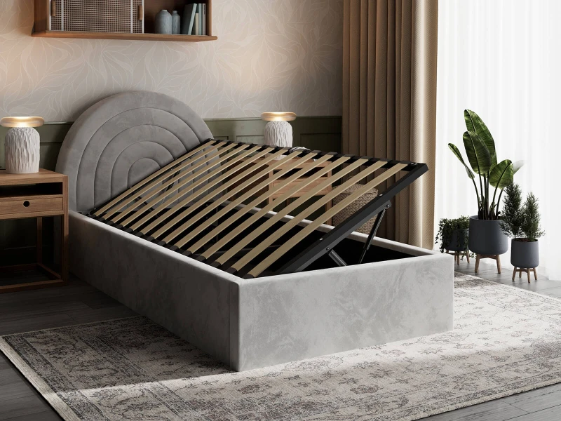 Čalúnená detská posteľ s úložným priestorom 90x200 s roštom, Šedá Bluvel 03 Kids Line 5 Dúha