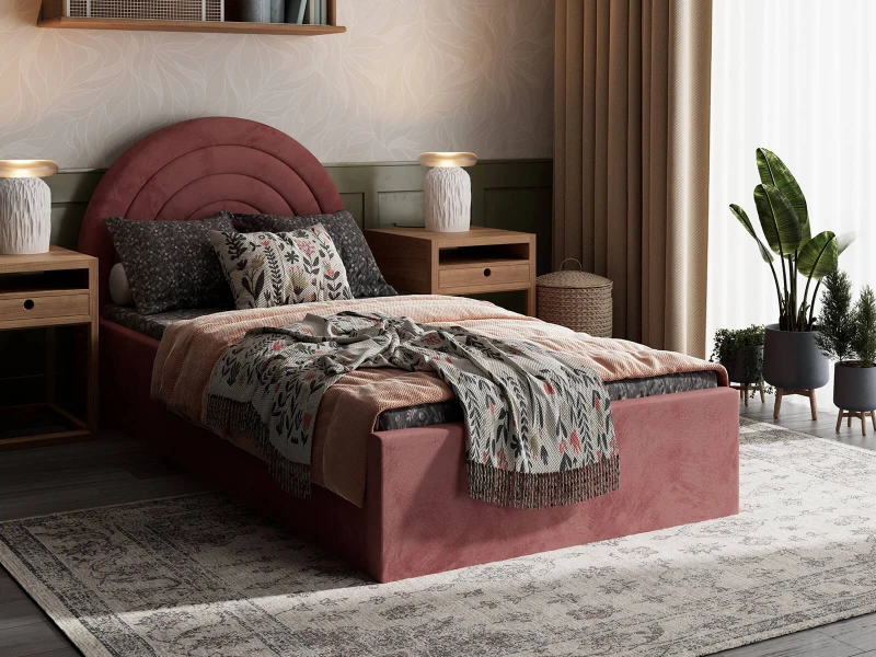 Čalúnená detská posteľ s úložným priestorom 90x200 s roštom, Ružový Bluvel 52 Kids Line 5 Dúha