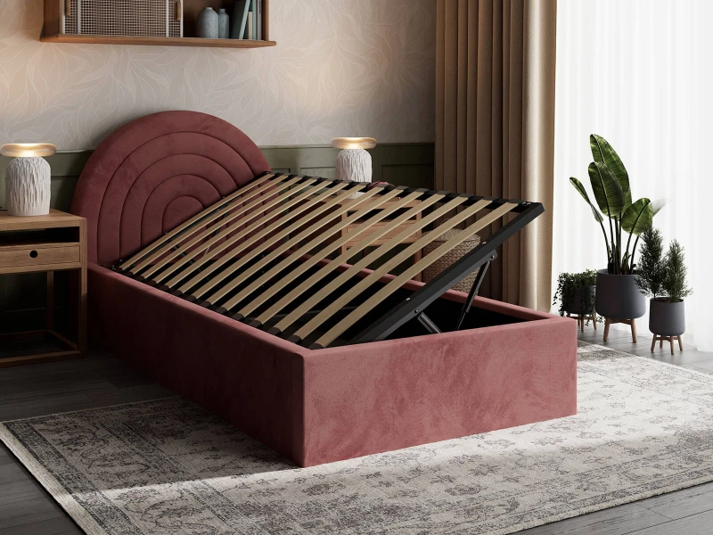 Čalúnená detská posteľ s úložným priestorom 90x200 s roštom, Ružový Bluvel 52 Kids Line 5 Dúha