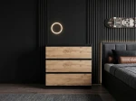 Komoda 3S 70x77 cm Fabio Čierna + Dub Craft