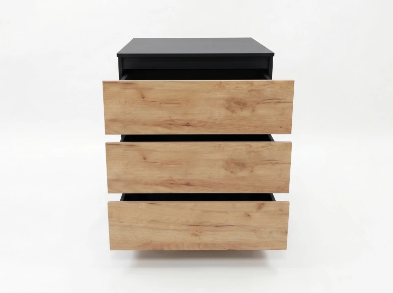 Komoda 3S 70x77 cm Fabio Čierna + Dub Craft