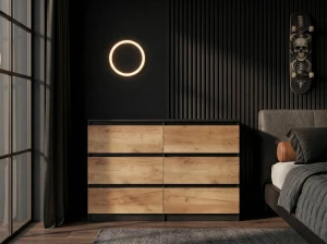 Komoda 6S 120x77 cm Fabio Čierna + Dub Craft