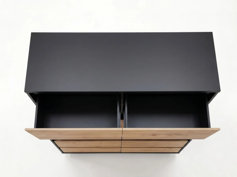 Komoda 6S 120x77 cm Fabio Čierna + Dub Craft
