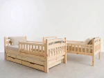 Drevená poschodová posteľ pre 3 osoby so zásuvkami P3S 90x200 borovica
