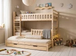 Drevená poschodová posteľ pre 3 osoby so zásuvkami P3S 90x200 borovica