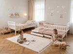 Drevená poschodová posteľ pre 3 osoby so zásuvkami P3S 90x200 biela