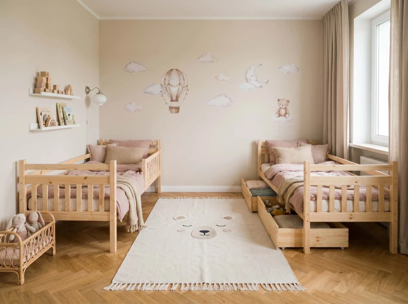 Drevená poschodová posteľ so zásuvkami 90x200cm P4S borovica