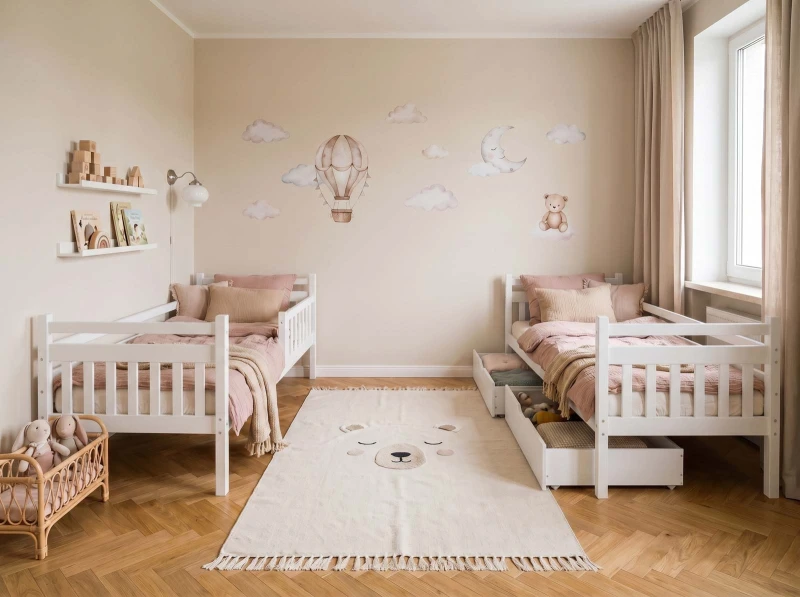 Drevená poschodová posteľ so zásuvkami 90x200cm  P4S biela