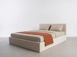 Čalúnená posteľ s úložným priestorom 160×200 cm Tilo Velvet – Béžová