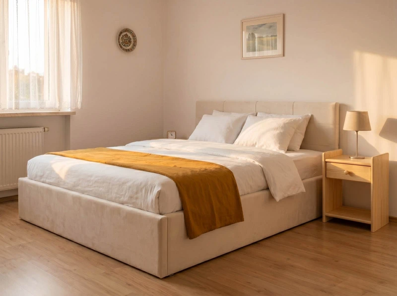 Čalúnená posteľ s úložným priestorom 160×200 cm Tilo Velvet – Béžová