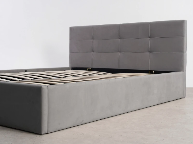 Čalúnená posteľ s úložným priestorom 140×200 cm Tilo Velvet – Šedá