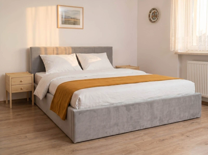 Čalúnená posteľ s úložným priestorom 120×200 cm Tilo Velvet – Šedá