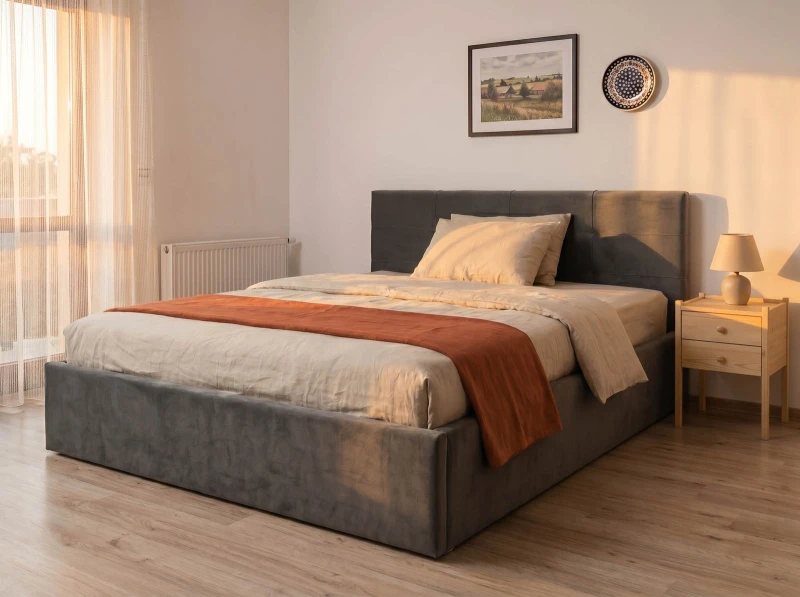 Čalúnená posteľ s úložným priestorom 120×200 cm Tilo Velvet – Grafitová