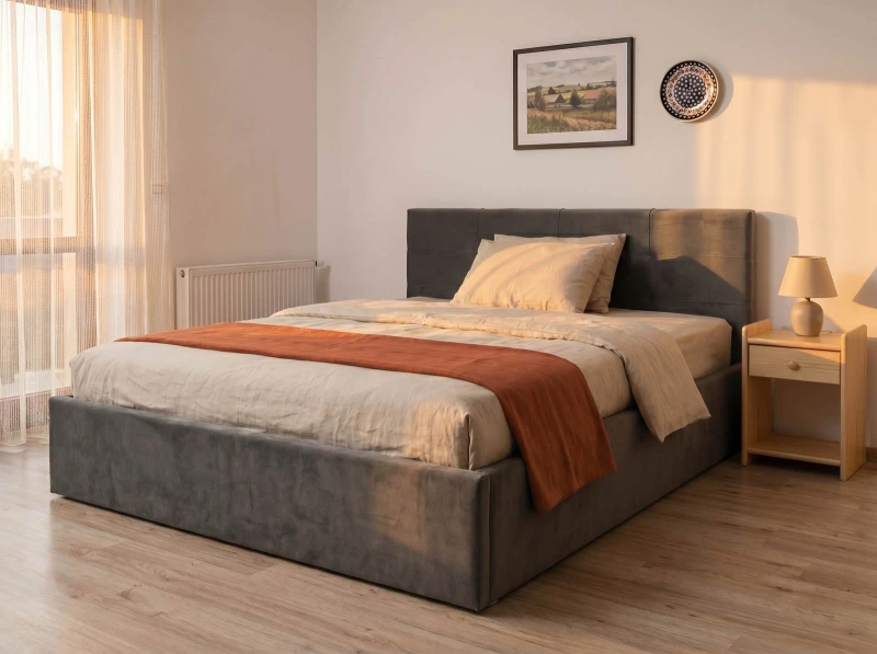 Čalúnená posteľ s úložným priestorom 120×200 cm Tilo Velvet – Grafitová