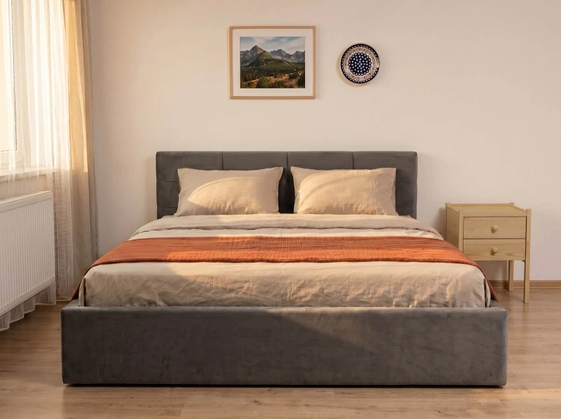 Čalúnená posteľ s úložným priestorom 180×200 cm Tilo Velvet – Grafitová