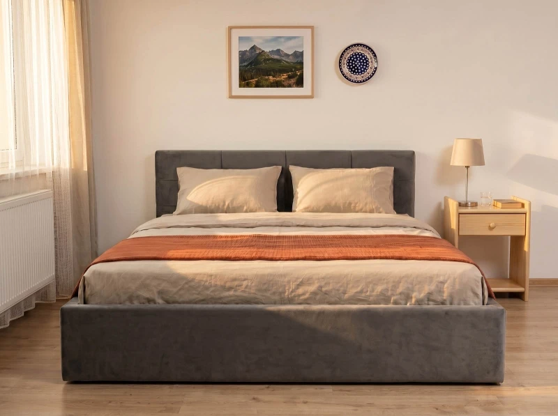 Čalúnená posteľ s úložným priestorom 180×200 cm Tilo Velvet – Grafitová