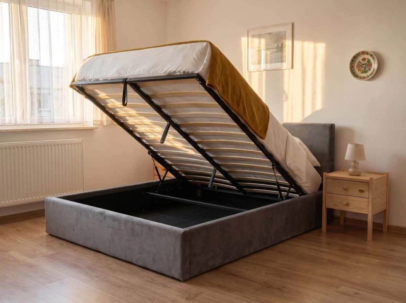 Čalúnená posteľ s úložným priestorom 120×200 cm Tilo Velvet – Grafitová