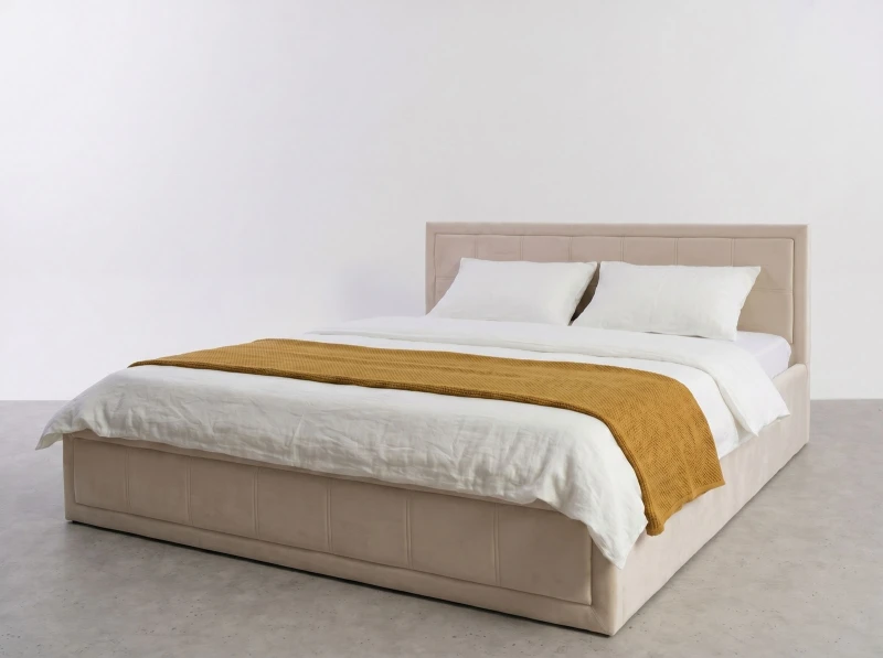 Čalúnená posteľ s úložným priestorom 180×200 cm Rema Velvet – Béžová