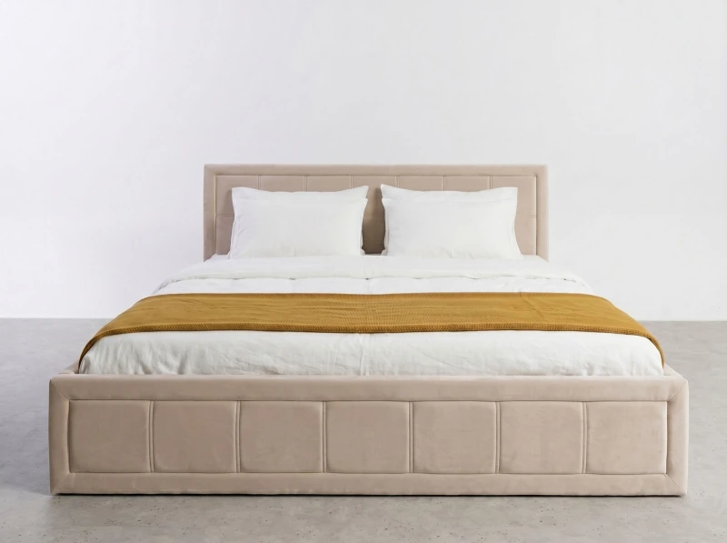 Čalúnená posteľ s úložným priestorom 180×200 cm Rema Velvet – Béžová