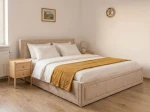 Čalúnená posteľ s úložným priestorom 140×200 cm Rema Velvet – Béžová