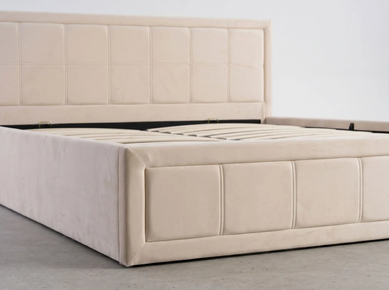 Čalúnená posteľ s úložným priestorom 120×200 cm Rema Velvet – Béžová