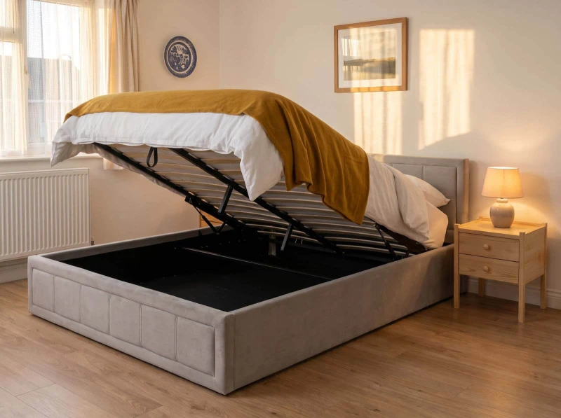 Čalúnená posteľ s úložným priestorom 120×200 cm Rema Velvet – Šedá