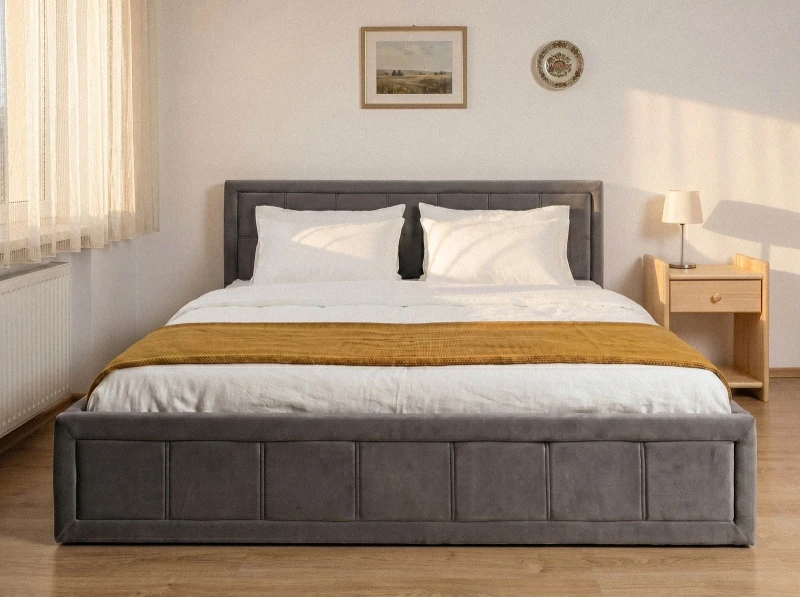 Čalúnená posteľ s úložným priestorom 120×200 cm Rema Velvet – Grafitová