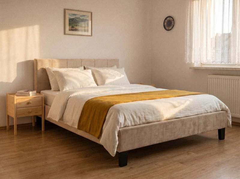 Čalúnená posteľ 120×200 cm Sumi Velvet – Béžová